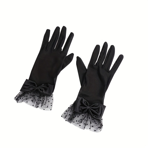 Polka Dot Mesh Spetshandskar Creative Black Row Decor Dam dekorativa handskar Elegant bröllopsbröllop aftonklänning handskar Black