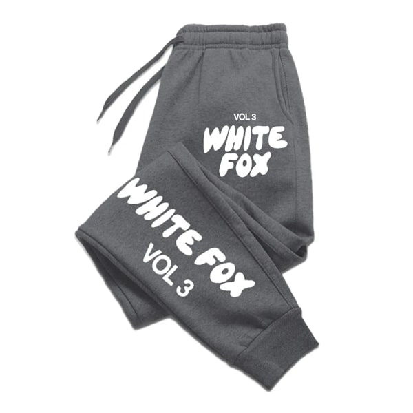 White Fox Joggers Mode Baggy Bukser Mænd Kvinder Casual Sweatpants Bekvemme Fitness Bukser Kvinder Blød 2024Ny Multifunktionel Dark grey black XXL