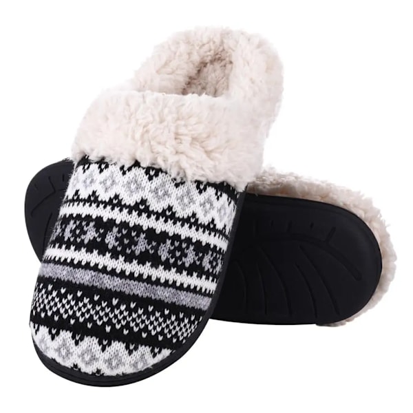 Goosecret Vinter Varme Bomuldsslippers Til Kvinder Indendørs Blødt Memory Skum Hjemmesko Komfort Varme Soveværelse Sko Casual Slippere Black4 36-37(8.8-9 inch)