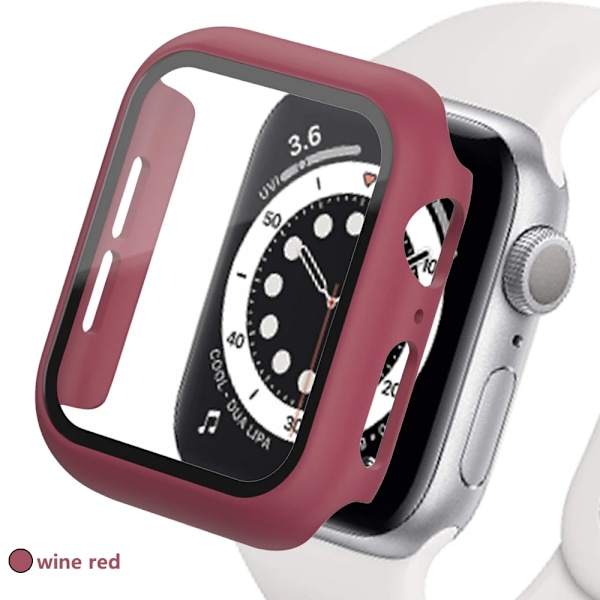 Härdat Glas Case För Apple Klocka Tillbehör 44Mm 45Mm 41Mm 40Mm Skärmskydd Apple Watch Series 9 8 7 6 5 4 Se 3 wine red 42MM