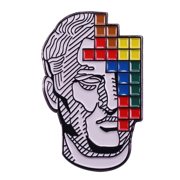 Tetris huvud lapel pin retro gamer addicting fan trevlig presentidé pop obskyra konstsmycken