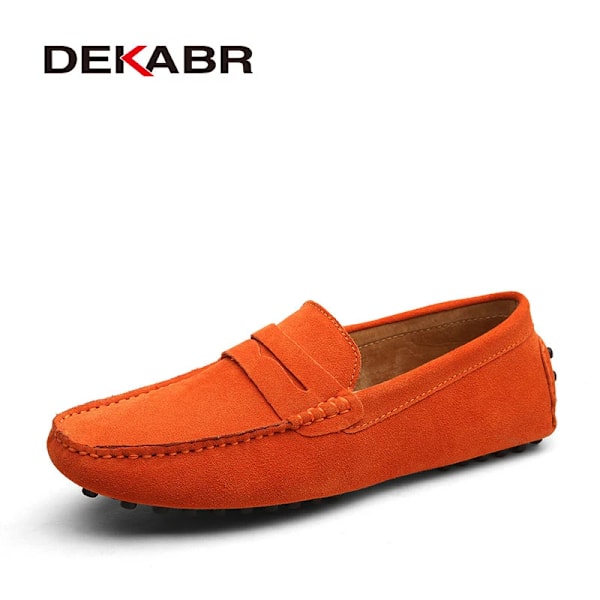 Dekabr Stora Storlek 49 Män Loafers Mjuka Moccasins Hög Kvalitet Våren Höst Äkta Läder Skor Män Varm Platt S Körskor 01 Orange 10