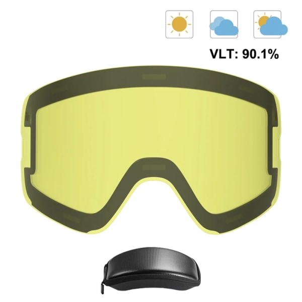 Magnetiska skidglasögon män Snowboardglasögon dubbla lager lins Anti-dim UV400 snöglasögon dam snöskoter skidglasögon OTG ZM030 Yellow Lens