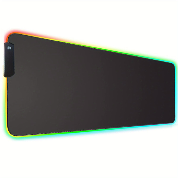 RGB stor spelmusmatta med sydda kanter, överlägsen mikrovävd tyg, halkfri bas, vattenbeständig beläggning, 89,15 cm*39,88 cm, RGB Black