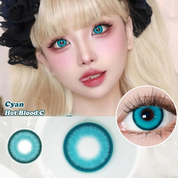 2St Graderade Färgade Kontaktlinser Jewelens Anime Cosplay Softlens 14,2Mm Blue -2.25