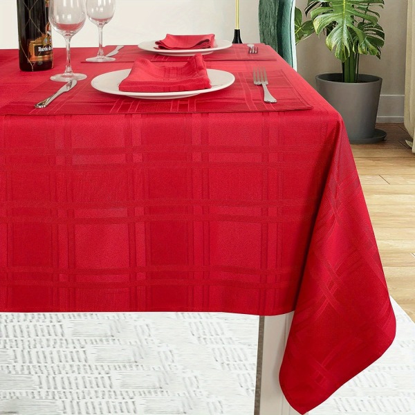 1st, Natalie Röd duk, polyesterduk för matsalsbord, vattentät tyg enfärgad cover, rumsdekor, matbordsdekor Natalie Red 132.08cm*177.8cm