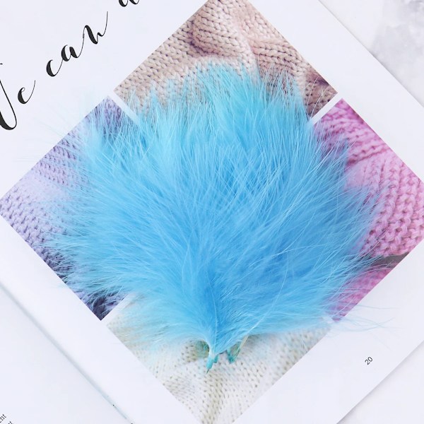 50/100 stk. Høj kvalitet Fluffy Tyrkefjer Bulk lyserød Marabou fjer DIY Bryllup Dekoration Fly Binding Materiale Håndværk 7-12cm Sky Blue 50 per pack