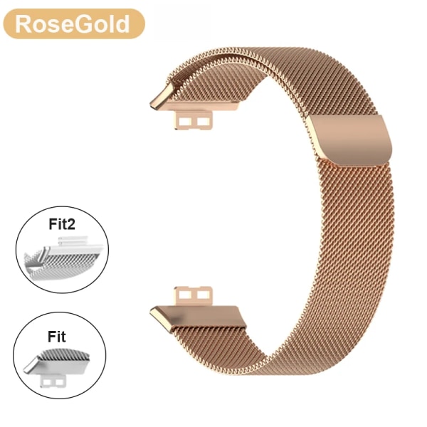 Metallband för Huawei Watch Fit/Fit 2 Rem med case TPU Skärmskydd Watch Fit Armband Milanese Magnetic Loop Watchband Rose Gold Band Huawei Watch Fit