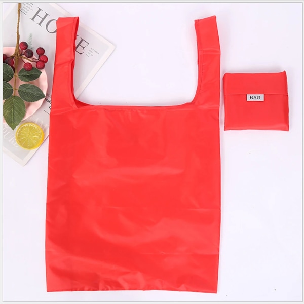 Indkøbspose Øko-venlig pose Opbevaringstaske skulder Vareposer Skulder Markedstasker Genanvendelige foldebare Supermarked Shopposer red-Shopping bag 1pc