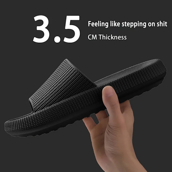 Cloud Tofflor För Män Flip Flops Strand Sandaler Badrum Icke-Slipp Slides Män Kvinnor Tofflor Inomhus Skor Man S Löper A-Black 3.5cm 36-37(fit 35-36)