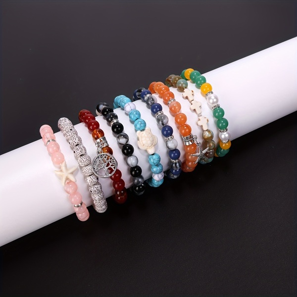 8mm runda pärlor Armbandstillverkningssats Kristallpärlor, armbandspärlor Marmor Lösa pärlor Kristalldistanser för kvinnor Armband Örhänge Halsband Smycken