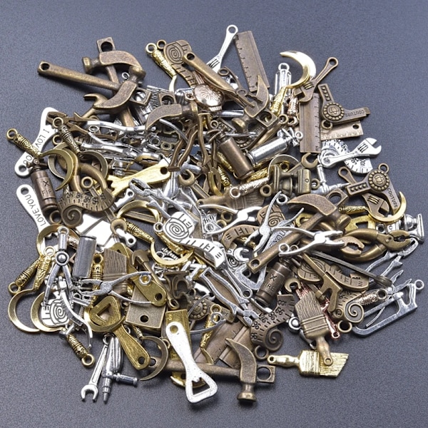 20Pcs Steampunk Charm Legering Verktyg Blandade Antikt Brons Spanner, Ruler, Hammer Pendants Diy Hantverk Smycken Göra Förråd Tillbehör M135