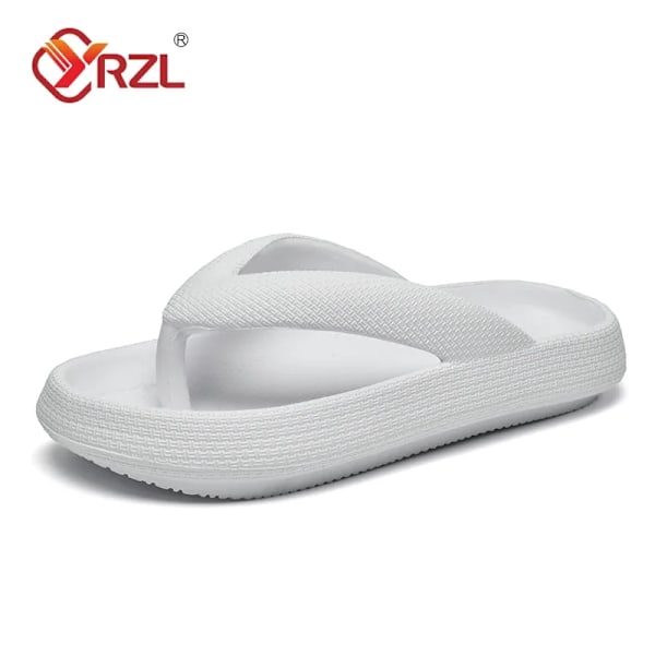 Yrzl Flip Flops Män Mjukt Sole Plattform 2024 Sommarstrand Icke Slip Kvinnor Tofflor Coulpel Tjock Solen Badrum Slida Sandaler White 38-39