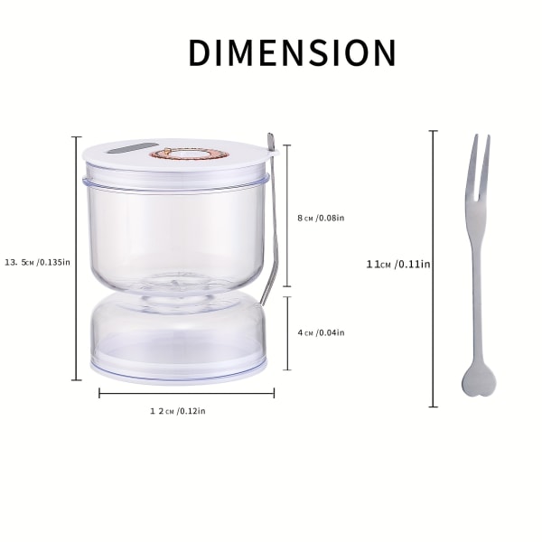 1 st multifunktionell återanvändbar rund pickleburk med gaffel, avgashål, datumregistrering och avgashål, helt förseglad högeffektiv fermenteringsburk Transparent