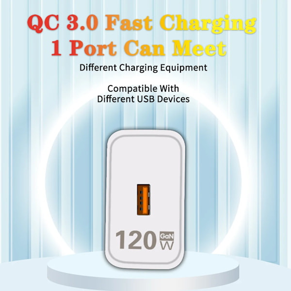 120W Usb Laddare Snabbladdning Qc3.0 Usb C Kabel Typ C Kabel För Huawei Samsung Xiaomi Mobiltelefon Snabbt Laddningsladdare US Plug Charger