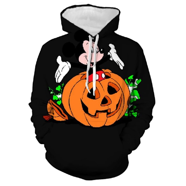 Disney Halloween Hoodie Höst Män Kvinnor Tecknade Mickey Stitch Tryckt Huva Kläder Mode Rock Med Hatt Casual Streetweare W14531 S