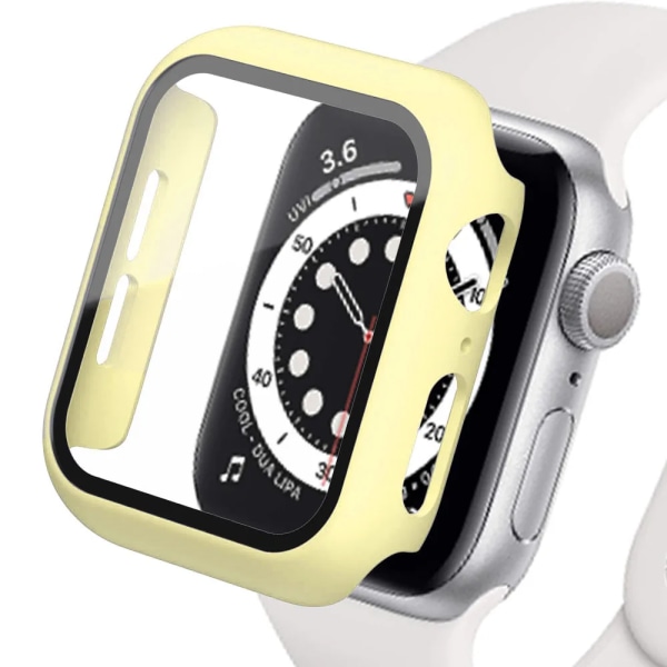 Glas+ Cover för Apple Watch case 44 mm 40 mm 45 mm 41 mm 42 mm 38 mm iWatch 8 3 7 SE Skärmskydd Apple watch series 9 Tillbehör yellow 38mm series 321