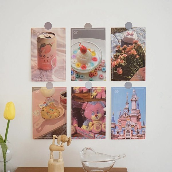 Ins Creative Art Decorative Card DIY Postcard Wallpapers Bedroom Living Room Background Wall Sticker Poster Greeting Cards포인트스티커 Pink as show