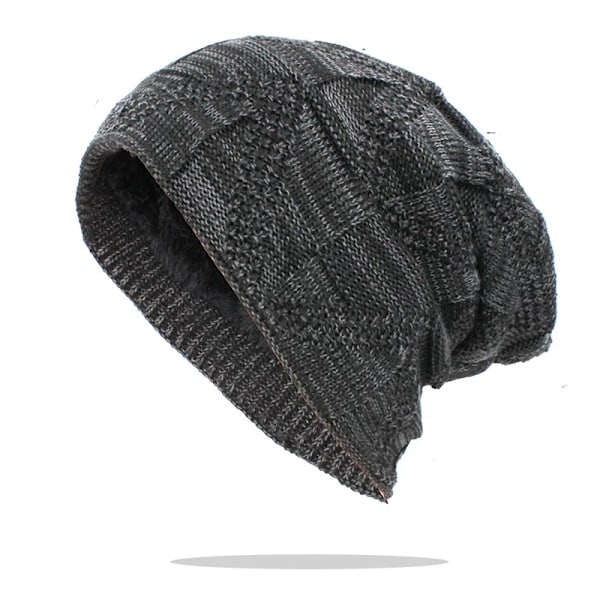 LOVINGSHA Varm Vintermössa för Män Kvinnor Unisex Ny Ull Stickad Casual Beanies Skullies Märke Utomhus Bomullshattar HT138 black 56-62 cm (elastic )