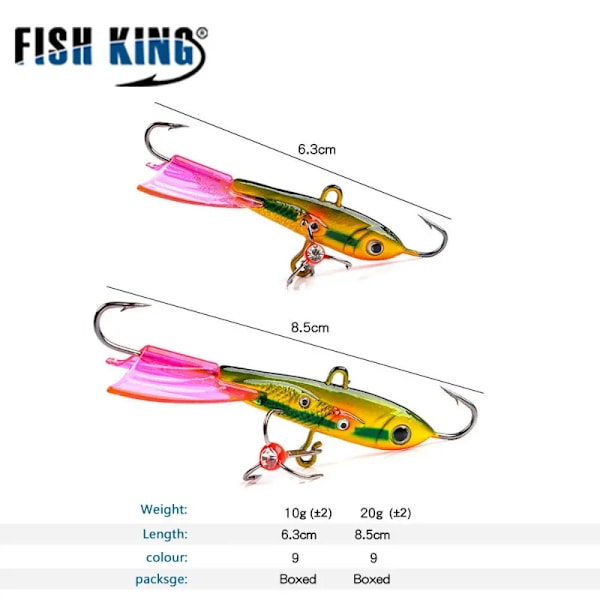 FISH KING 10g 20g Isfiskebete Balanserare 3D Ögon Metalljigg Is Hård Konstgjord Bete Sjunkande Minnow Swimbait Wobblers Gädda 10g-001