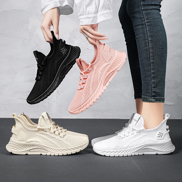 Walking Sneaker Mesh Skor Andningsbart Lättviktiga Tennis Skor Kvinnor Löper Workout Atlet Sport Gym Rese Utbildning Skor Pink 41