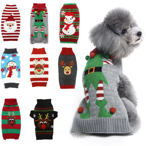 Vinter Hundkläder Jullovströja Chihuahua Teddy Outfit kappa för Liten Medium Stor Hund och Katt Höstvarm Blue Snowman L