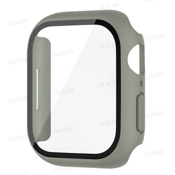 Hærdet glas til Apple Watch 9 8 44Mm 40Mm 42Mm 38Mm 41Mm 45Mm Pc Stødpude Skærmbeskytter Case Iwatch-serien 7 6 5 3 Se. Khaki Series 123 42MM