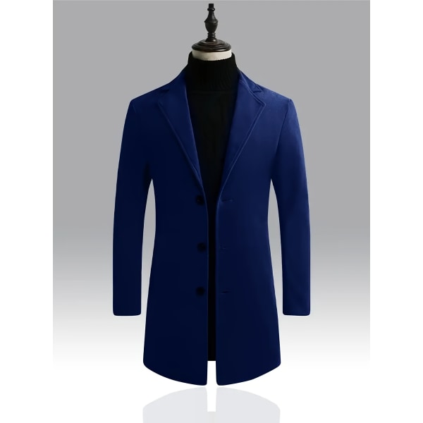 Klassisk design trenchcoat, mäns semi-formella Button Up Lapel Overcoat för höst och vinter verksamhet Black L(50)