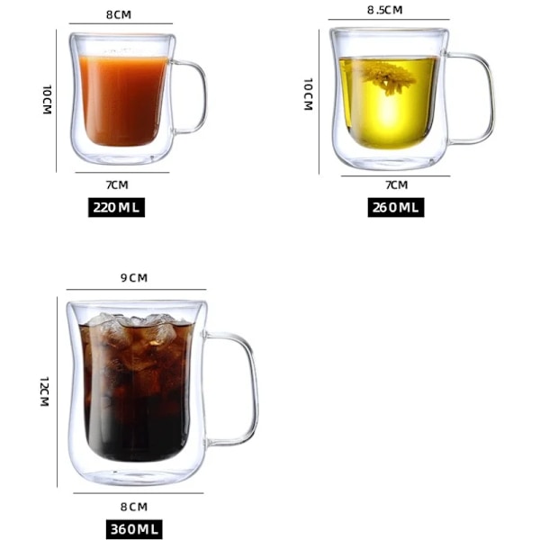 80/220/300/400ML Dubbelväggig Glaskopp Kreativ Transparent Anti-brännskada Värmeisolerande Vattenkopp Mjölk Citronjuice Kaffe Koppar 400ML 301-400ml