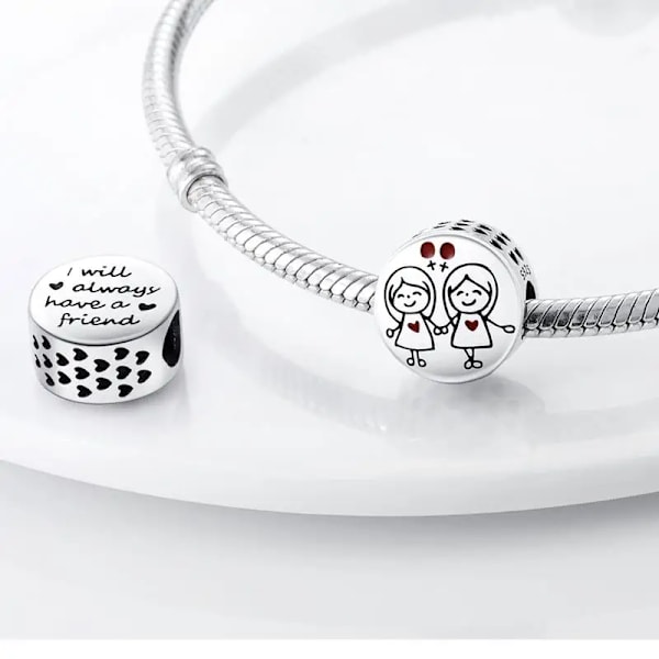 925 Sterling Silver Syster Charms Pojke Flicka Och Hjärta Form Hängande Pärlor Passar Pandora Original Charms Armband Diy Gratis Frakt KTC630