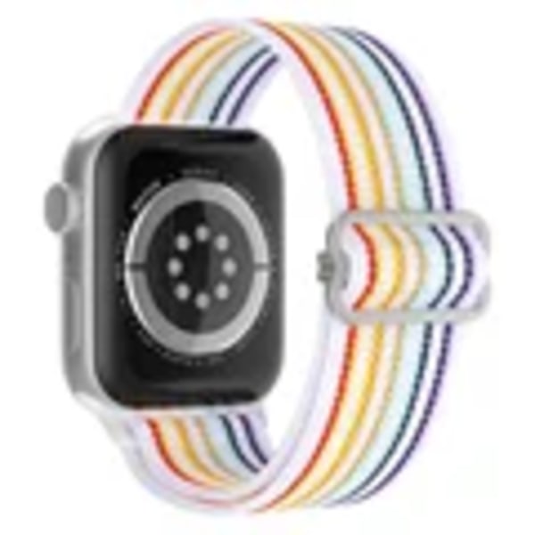 Scrunchie Rem För Apple Watch Band 49Mm 45Mm 44Mm 40Mm 41Mm Justerbar Nylon Solo Loop Armband Iwatch Serie Ultra 3 5 Se 78 30 White rainbow 38mm 40mm 41mm