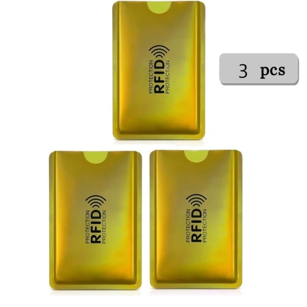 Anti Rfid Lompakko Estävä Lukija Lukko Pankkikortin Haltija Id Pankkikortin Kotelo Suoja Metalli Luottokortin Haltija Alumiini 6*9.3cm 3pcs-flash gold