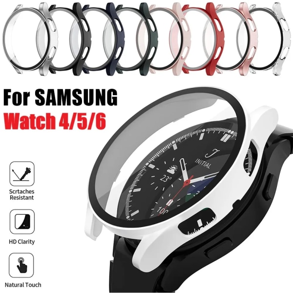 Fodral i härdat glas+ för Samsung Galaxy Watch 4/5/6 44 mm40 mm skärmskydd Bumper Shell Hårt Matt All Around Cover Black Galaxy Watch 6 44mm