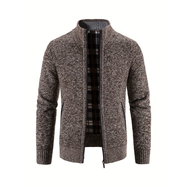 Casual kofta med dragkedja för män, patchwork thermal Regular Fit stickad tröja Black M(48)