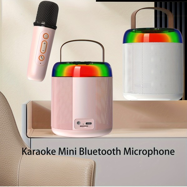 Karaoke minimikrofon Bärbar karaokemaskin med trådlös mikrofon, minihögtalarmikrofon, presenter till pojkar, tjejer, vuxna, fest, hem KTV WHITE