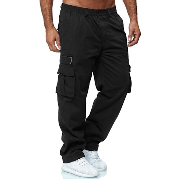 Sweatbyxor Män Jogger Cargo Byxor Casual Multi Pockets Militära Taktiska Byxor Taktiska Last Baggy Byxor Män black L