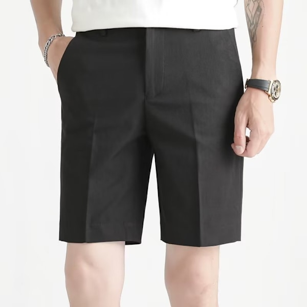 Shorts Mäns Kostym Fem Punkts Byxor Lös Klänning Byxor Sommar Tunn Koreansk Version Av Trend Ice Silk Vit 5 Punkt Case Byxor White 31