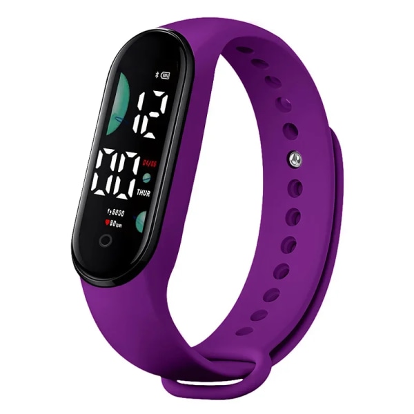 Watch Elektronisk LED Digital armbandsur för kvinnor Mode Casual Enkel Silikon Touch vattentät armbandsklocka 04 Purple