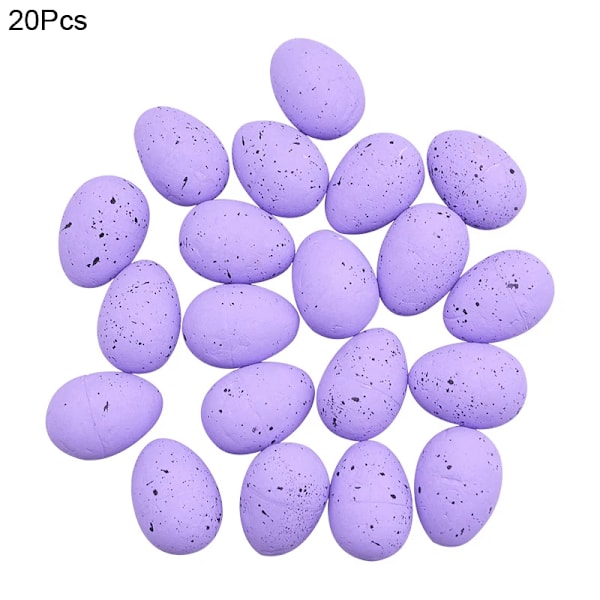 20/50 st Foamägg påskägg Glad Påsk Dekorationer Målade Fågel Duva Ägg DIY Hantverk Barnpresent Favorit Heminredning Påskfest 20pcs-Purple 3x4cm