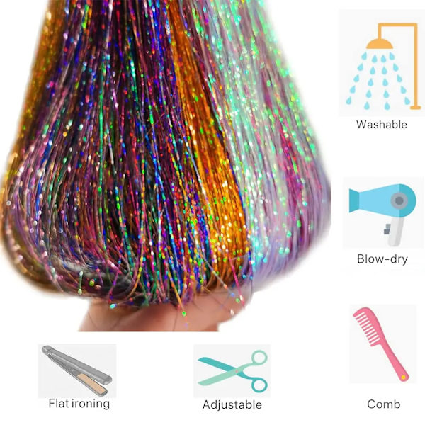 1 Pc Sparkle Glansiga Hår Tinsel Hår Extensions Dazzles Kvinnor Hippie För Flätning Huvudkläder Hår Flätning Verktyg Långa 100Cm 6 22inches  55cm