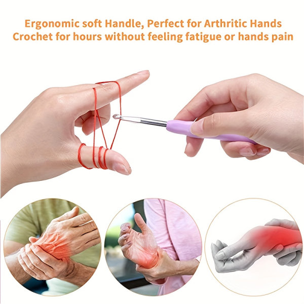 12/14 st DIY handstickningsverktyg, tröja liten virkad hemtröja Nål Virknålar Ergonomiskt mjukt grepp för artritiska händer Virkning 14PCS