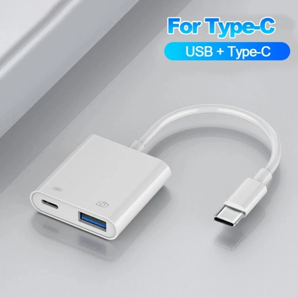 Adaptateur OTG för iPhone 14 13 12 11 Pro Max XR 8 Plus, kabel Lightning versus USB 3.0, convertisseur pour souris, clavier, kamera, lecteur de carte 2 in 1-Type C