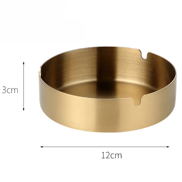 Robust Och Tjock 201 Rostfritt Stål Askfat För Stark Och Hållbar Användning Enkel Och Lätt Ren Askfag Gold 12cm