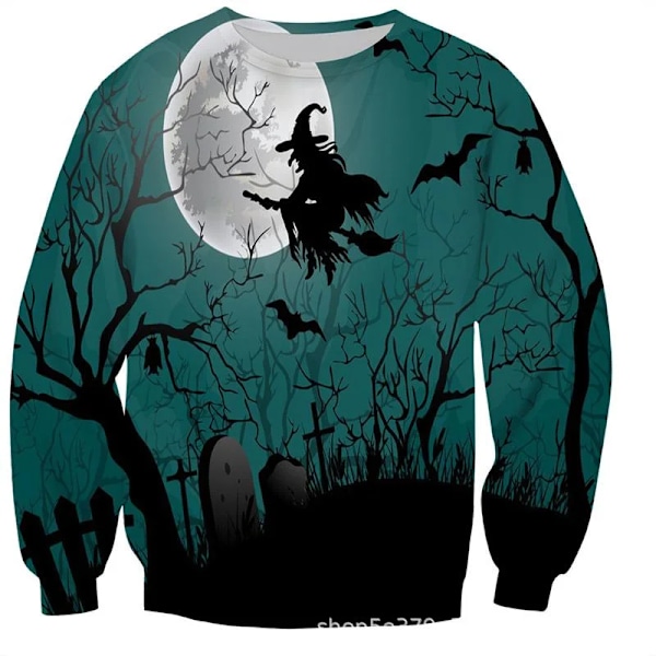 3D Tryckt Halloween Pumpa Tröja Män Tecknad Bat Spider Mönster Pullovers Långa Ärmar Höst Casual Round Hals S Weatshirt Swea-YSY013619 2XL