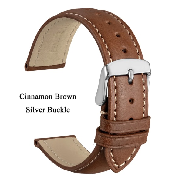 Watch i äkta läder 14 mm 16 mm 18 mm 19 mm 20 mm 21 mm 22 mm 23 mm 24 mm Ersättningsband Armband för män kvinnor Cinnamon Brown-S 19mm