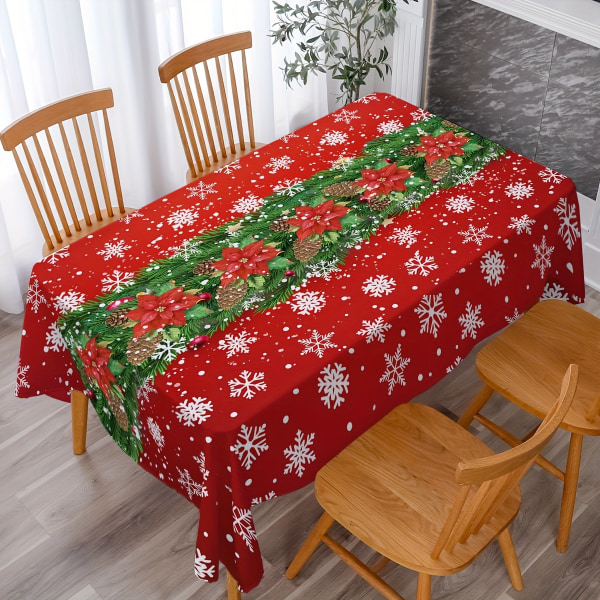 1st, polyester duk, god jul cover, julgransnöflinga mönster Röd cover, julatmosfärisk duk 90*140