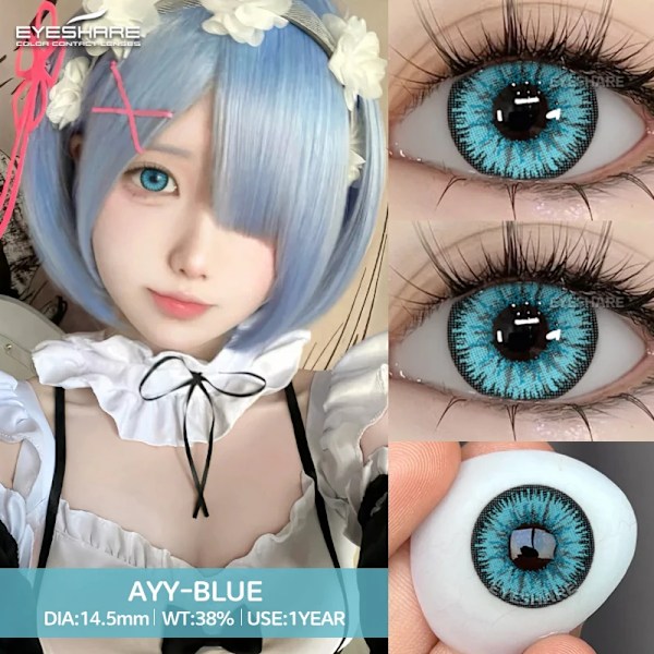 Eyeshare Halloween Färgade Kontaktlinser För Cosplay Red Anime Eyes Lensor Ay Serie Blå Linser Makeup Kontakt Färglins AYY-BROWN