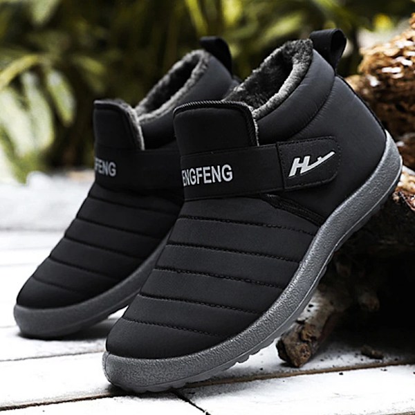 2022 New Fashion Men Boots Fur Men Snow Boots Couple Keep Warm Winter Shoes Comfortable Botas Hombre Outdoor Men Sneakers Black 37