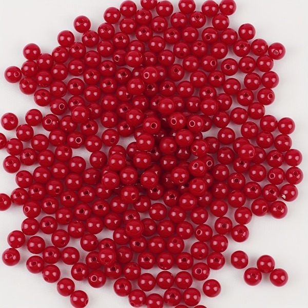 25-100 st A Pack 6/8/10 mm Akryl Enfärgade runda pärlor Julpärlor för smycken gör DIY Armband Halsband Telefonkedjor Handgjorda hantverk Red 0.6cm/0.23in-100pcs