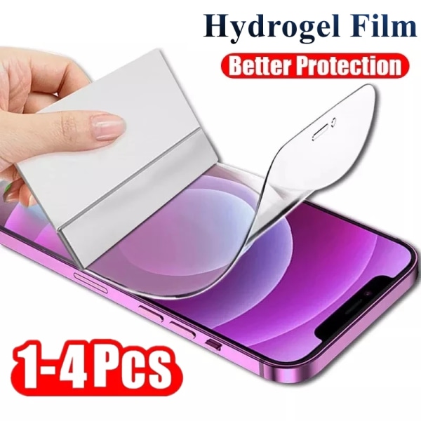 1-4 st heltäckande cover hydrogelfilm för iPhone 7 8 6 Plus X XR XS MAX skärmskydd för iPhone 11 12 13 Pro Max Ej glas For iPhone 11 4Pcs